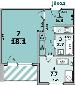 Планировка квартиры: 1-комнатная, 16-ти этажные дома (панельные)