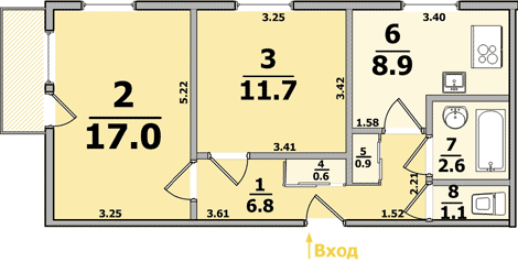 Планировка квартиры: 1-комнатная, 16-ти этажные дома (панельные)